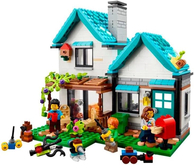 LEGO Creator 3 in 1 Cozy House Building Kit Rebuild into 3 Different Houses Includes Family Minifigures and Accessories