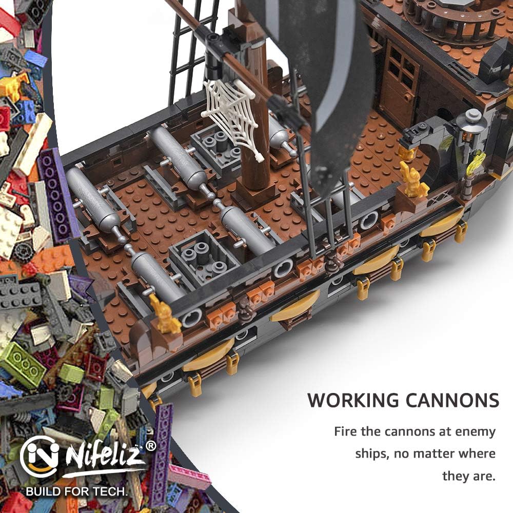 NIFELIZ LEGO Black Hawk Pirates Ship Model Building Blocks Kits - Construction Set to Build, Model Set and Assembly Toy for Teens and Adult,Makes a Great Gift for People Who like Creative Play (1352Pcs)