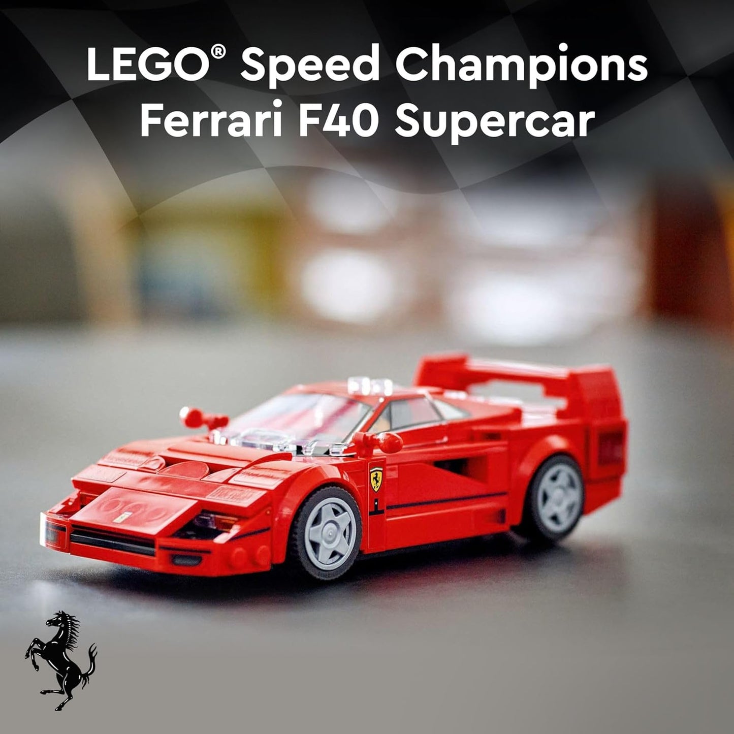 LEGO Speed Champions Ferrari F40 Supercar, Toy Car Model Building Set with Driver Minifigure