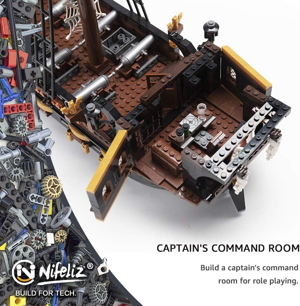 NIFELIZ LEGO Black Hawk Pirates Ship Model Building Blocks Kits - Construction Set to Build, Model Set and Assembly Toy for Teens and Adult,Makes a Great Gift for People Who like Creative Play (1352Pcs)