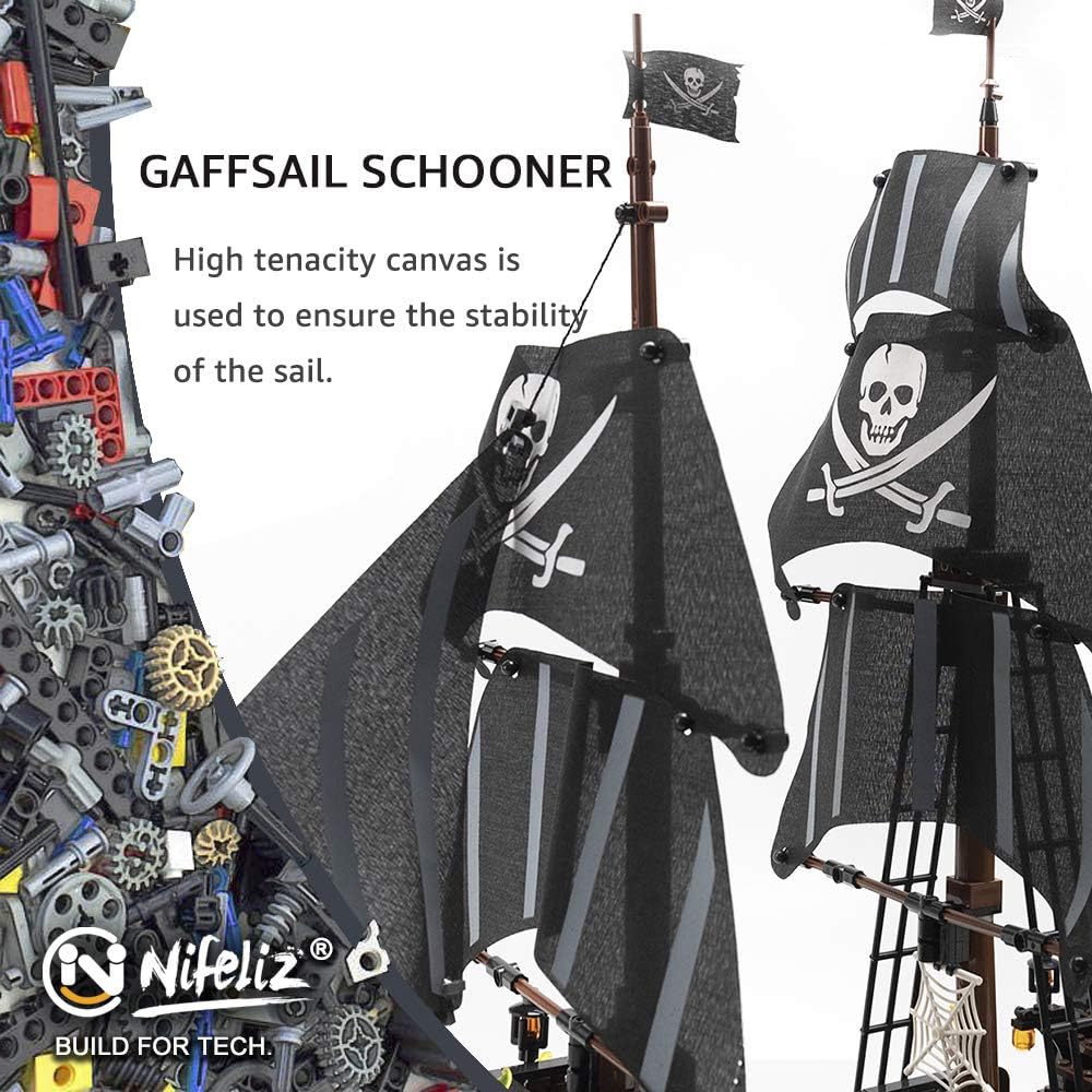 NIFELIZ LEGO Black Hawk Pirates Ship Model Building Blocks Kits - Construction Set to Build, Model Set and Assembly Toy for Teens and Adult,Makes a Great Gift for People Who like Creative Play (1352Pcs)