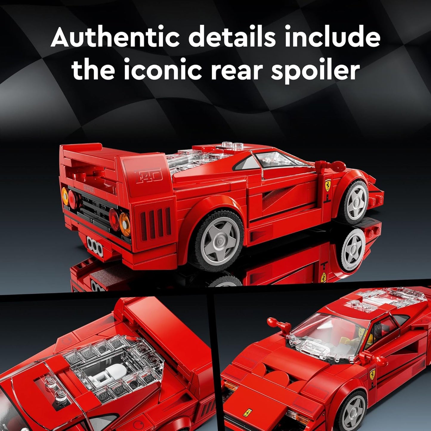 LEGO Speed Champions Ferrari F40 Supercar, Toy Car Model Building Set with Driver Minifigure