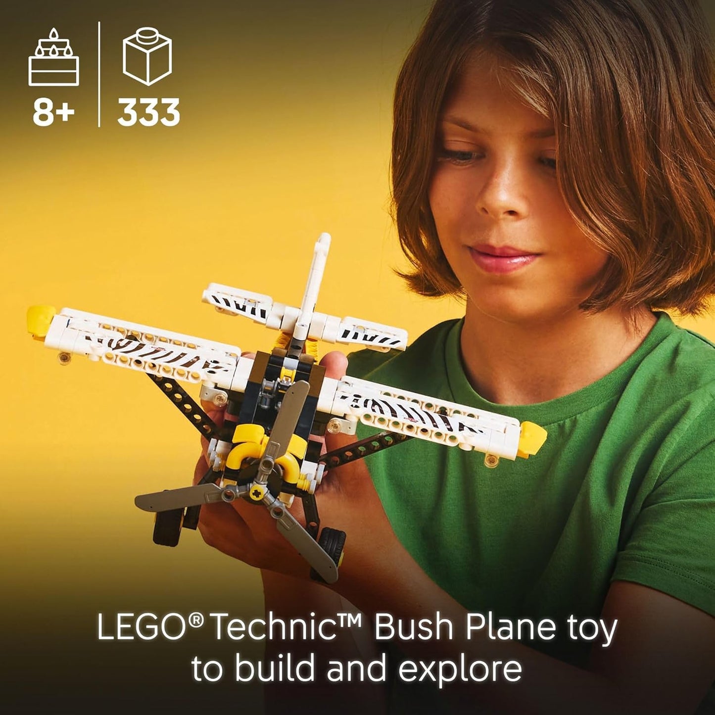 LEGO Technic Bush Plane Toy - Buildable Airplane Model with Spinning Propeller, 4-Cylinder Piston Engine