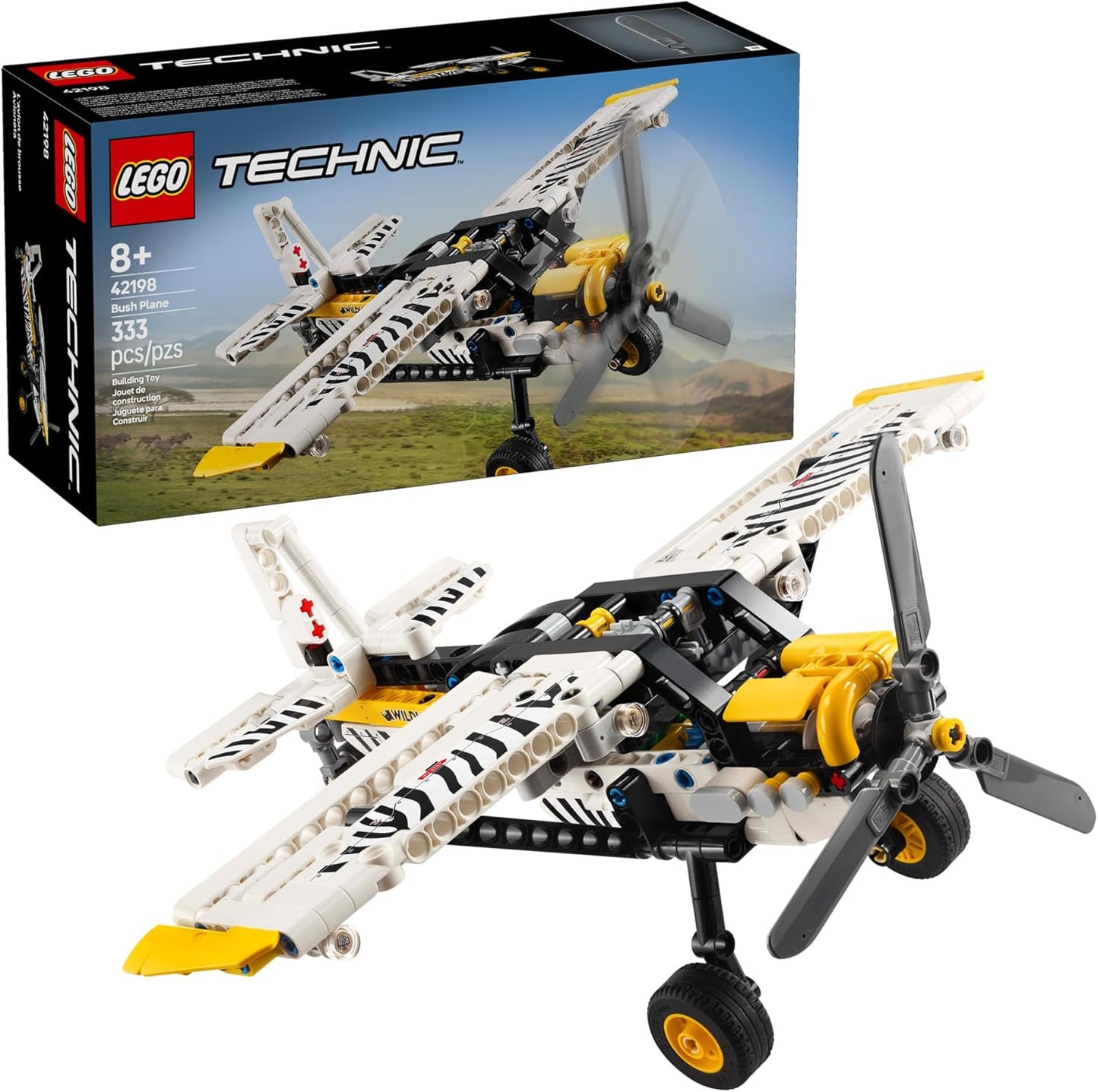 LEGO Technic Bush Plane Toy - Buildable Airplane Model with Spinning Propeller, 4-Cylinder Piston Engine
