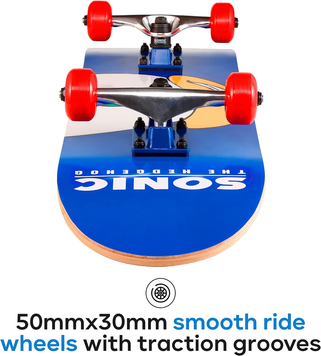 Sakar Sonic the Hedgehog Skateboard with Printed Graphic Grip Tape. Great for Kids and Teens Cruiser Skateboard with ABEC 5 Bearings, Durable Deck, Smooth Wheels