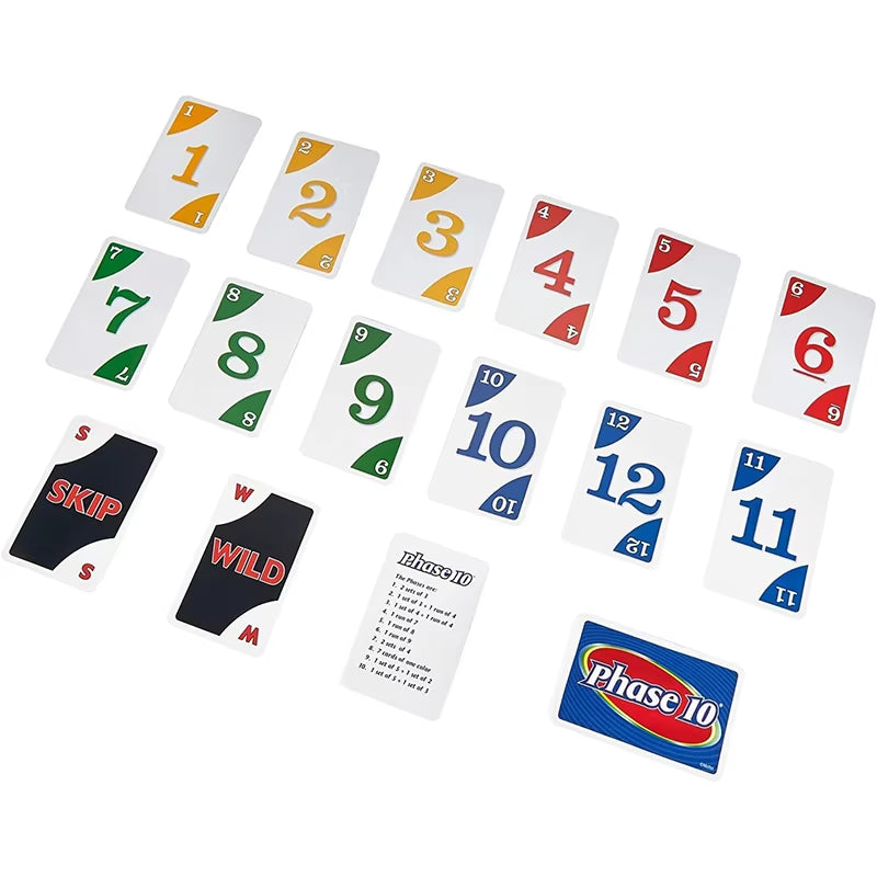 Board Game Card Game Mattel Games Phase 10 with 108 Cards Great Game for Kids, Family Ages 7 Years and Older Contain Blue Storage Box