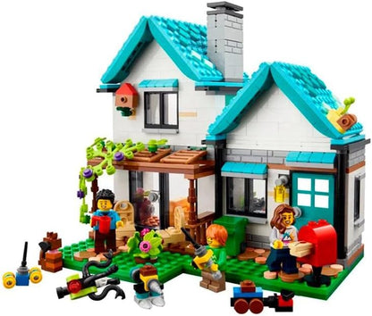 LEGO Creator 3 in 1 Cozy House Building Kit Rebuild into 3 Different Houses Includes Family Minifigures and Accessories
