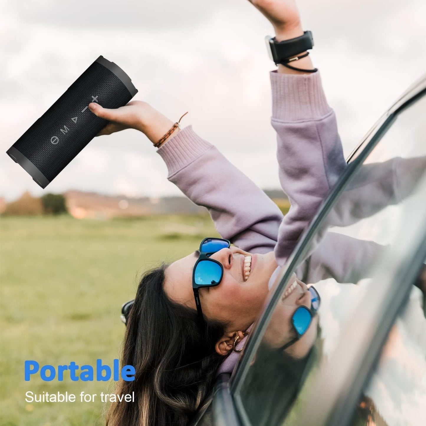 Speaker V40 Portable Wireless with IPX7 Waterproof & 24H Playtime, 24W Loud Stereo Sound, TWS Pairing and RGB Lights, Suitable for Outdoor and Home