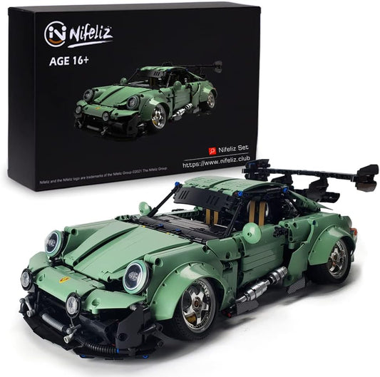 NIFELIZ LEGO Pr 966 Sport Car MOC Building Blocks and Construction Toy, Adult Collectible Model Cars Set to Build, 1:8 Scale Retro Car Model, NEW2022 (2435 Pcs), Green