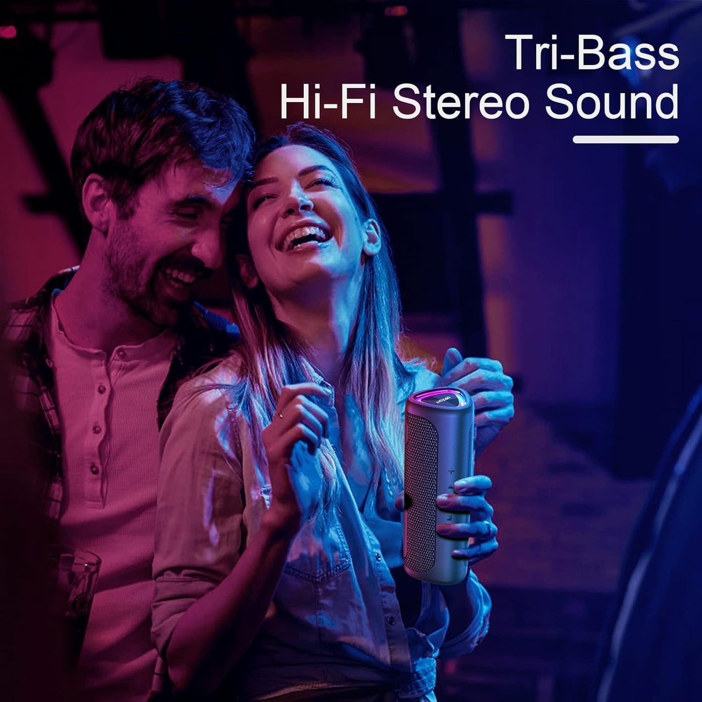 Speaker Bluetooth Wireless, IPX7 Bluetooth with LED Lights, Speakers Bluetooth Wireless 24W, Hi-Quality Sound, Portable Speakers Bbluetooth, Dual Pairing for Home, Outdoor
