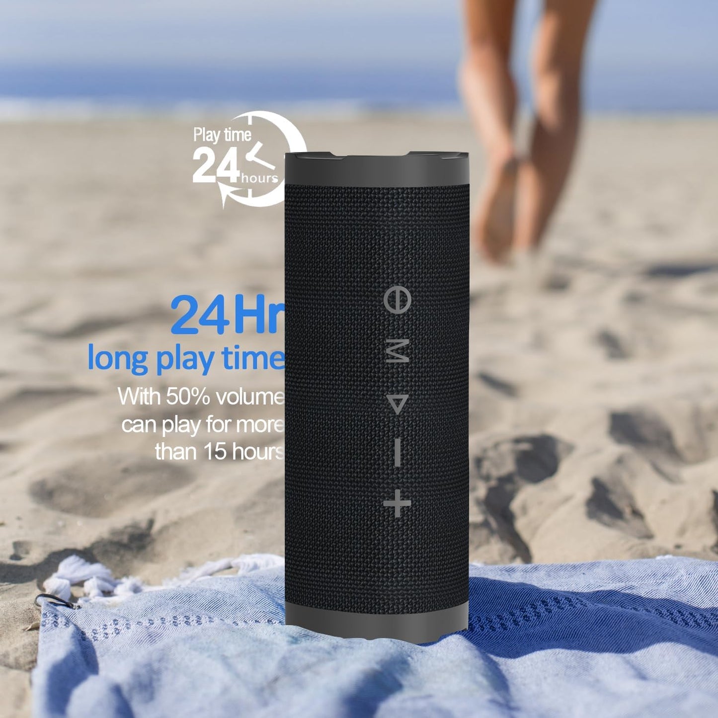 Speaker V40 Portable Wireless with IPX7 Waterproof & 24H Playtime, 24W Loud Stereo Sound, TWS Pairing and RGB Lights, Suitable for Outdoor and Home
