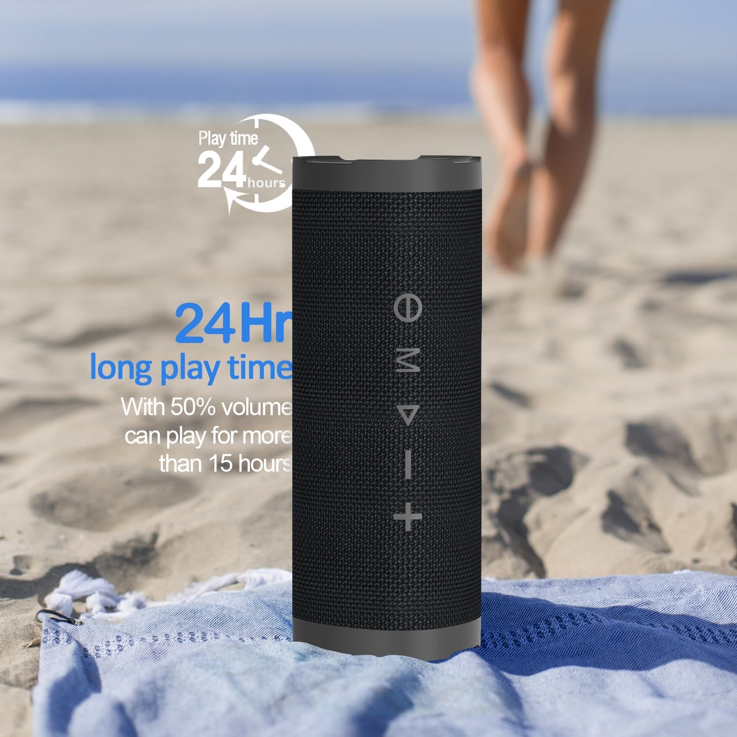 Speaker V40 Portable Wireless with IPX7 Waterproof & 24H Playtime, 24W Loud Stereo Sound, TWS Pairing and RGB Lights, Suitable for Outdoor and Home