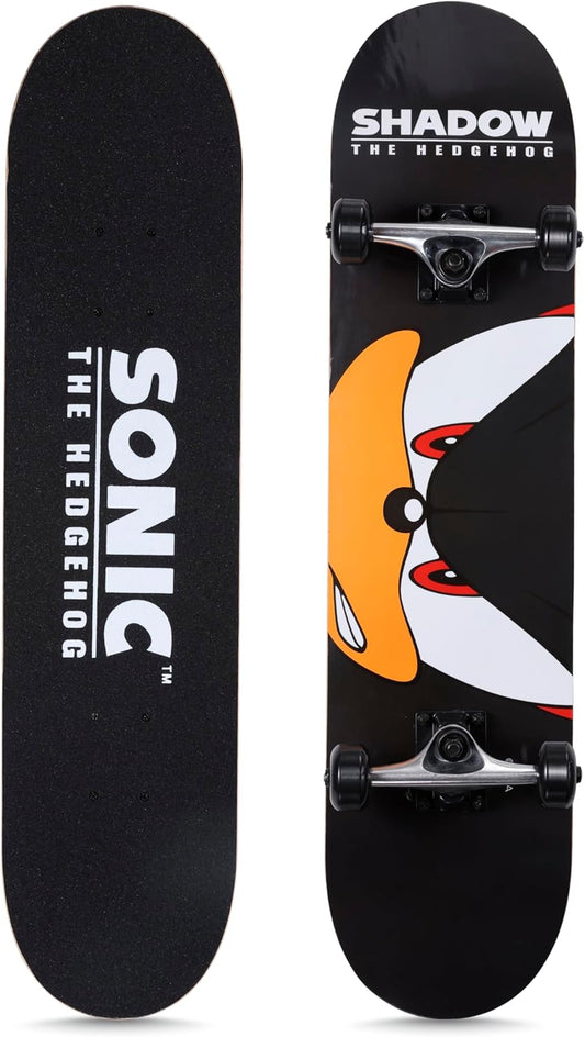 Skateboard Sonic the Hedgehog Character 31" Popsicle Skateboard - Cruiser Skateboard with ABEC 5 Bearings, Durable Deck, Smooth Wheels, Shadow