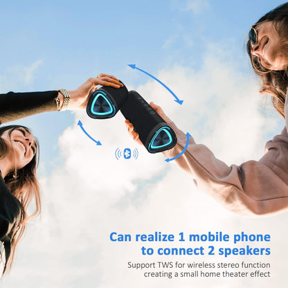 Speaker V40 Portable Wireless with IPX7 Waterproof & 24H Playtime, 24W Loud Stereo Sound, TWS Pairing and RGB Lights, Suitable for Outdoor and Home