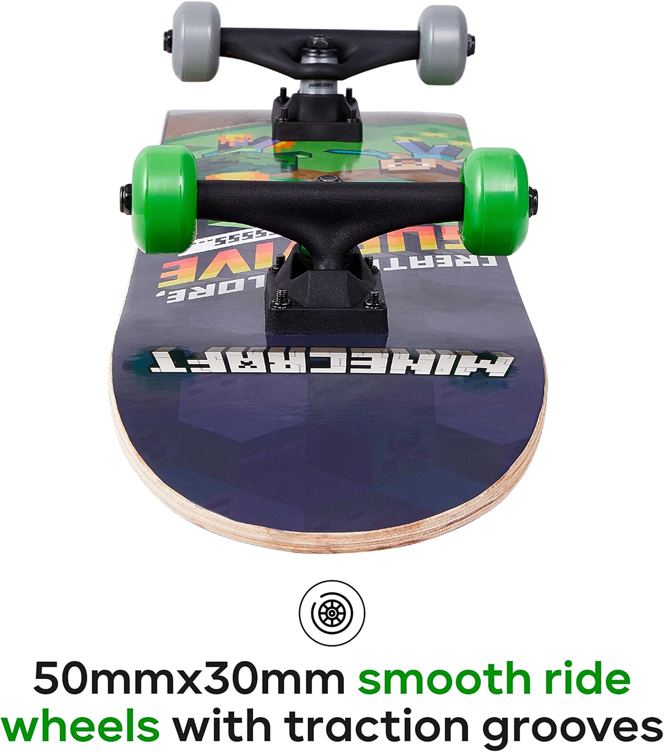 Skateboard Minecraft 31 Inch, 9-Ply Maple Deck Skate Board for Cruising, Carving, Tricks and Downhill