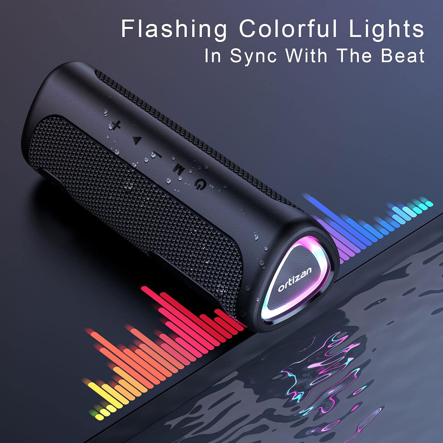 Speaker Bluetooth Wireless, IPX7 Bluetooth with LED Lights, Speakers Bluetooth Wireless 24W, Hi-Quality Sound, Portable Speakers Bbluetooth, Dual Pairing for Home, Outdoor
