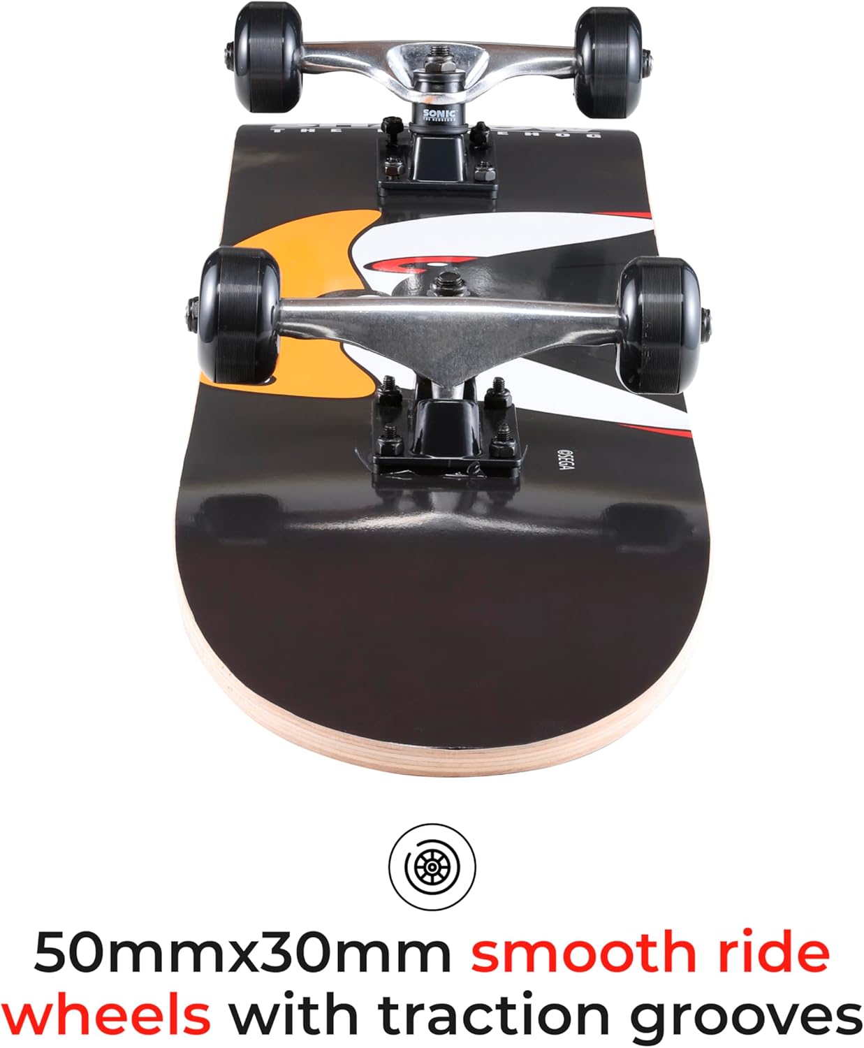Skateboard Sonic the Hedgehog Character 31" Popsicle Skateboard - Cruiser Skateboard with ABEC 5 Bearings, Durable Deck, Smooth Wheels, Shadow