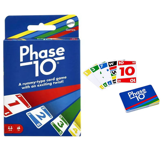 Board Game Card Game Mattel Games Phase 10 with 108 Cards Great Game for Kids, Family Ages 7 Years and Older Contain Blue Storage Box