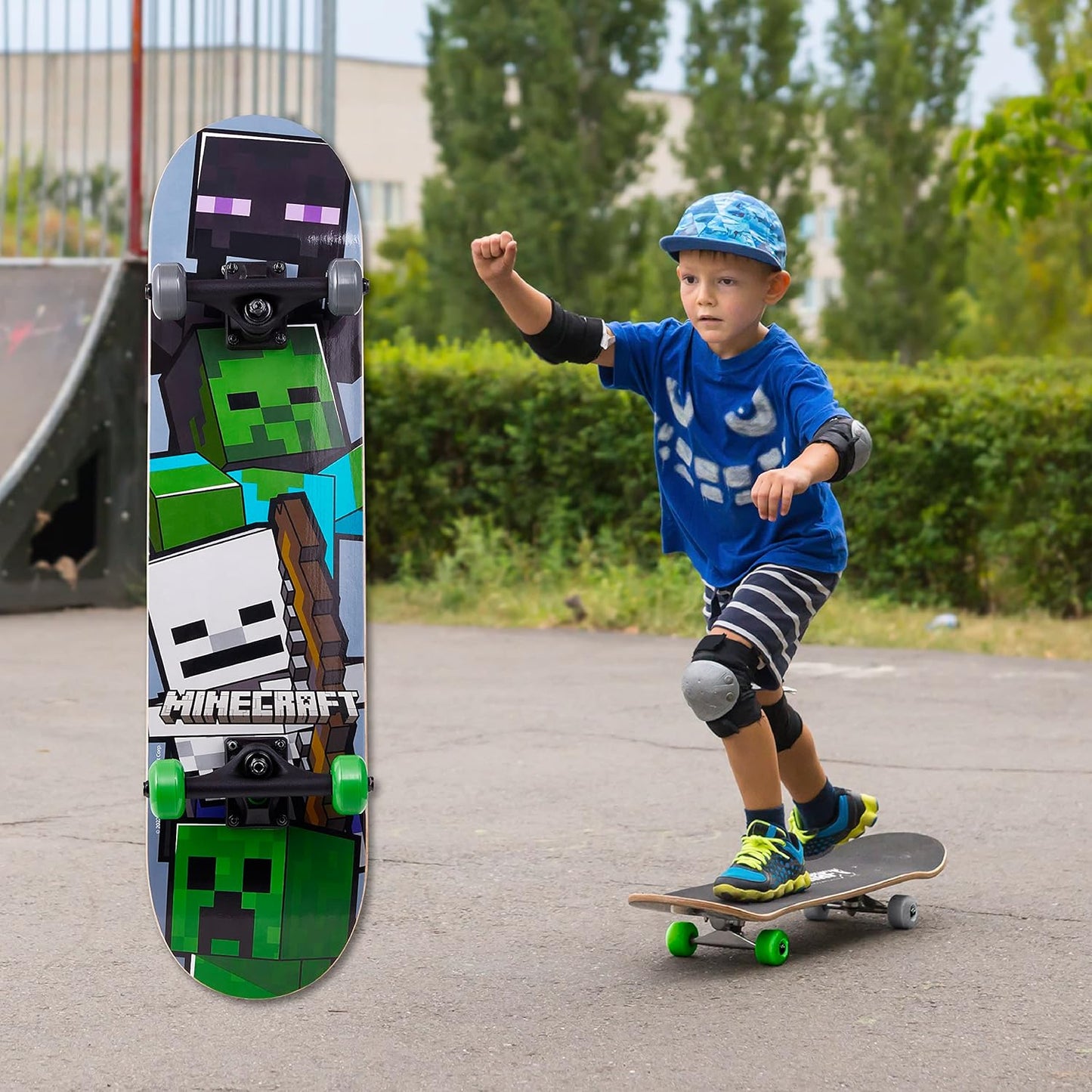 Skateboard Minecraft Mob 31 Inch Skateboard, 9-Ply Maple Deck Skate Board for Cruising, Carving, Tricks and Downhill