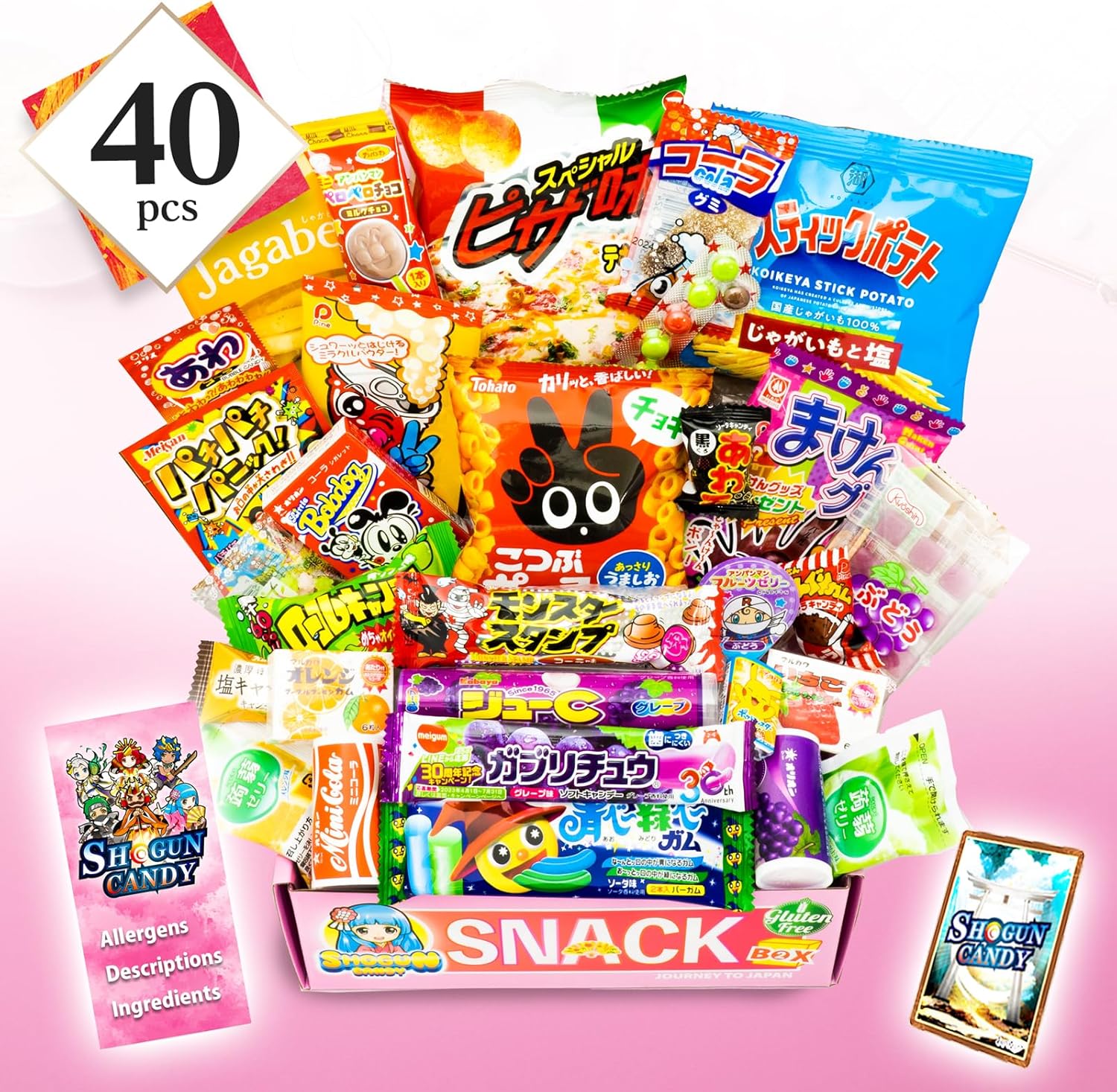 SHOGUN CANDY 40 Pcs Japanese Snacks and Japanese Candy, Popin Cookin Snack Boxes, Kawaii Anime Hime Box