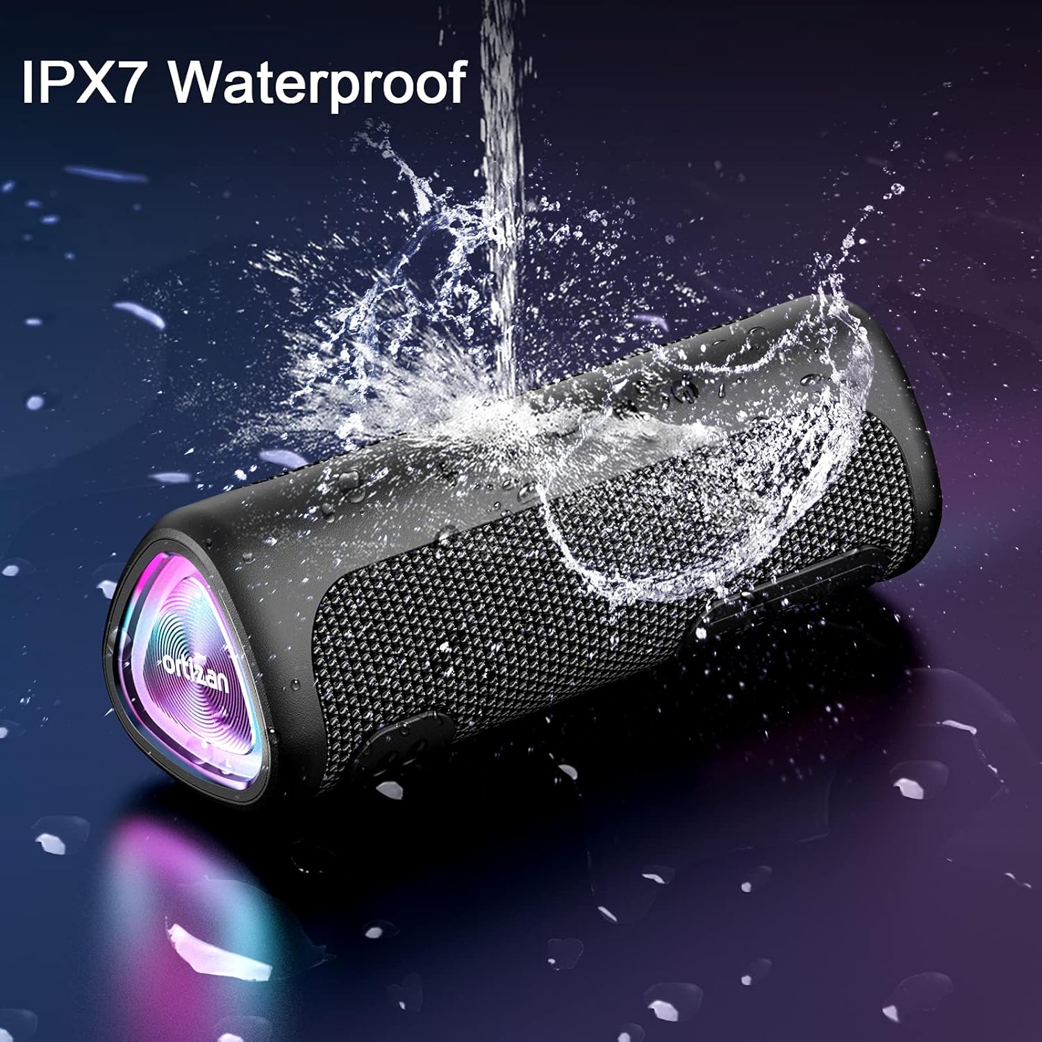 Speaker Bluetooth Wireless, IPX7 Bluetooth with LED Lights, Speakers Bluetooth Wireless 24W, Hi-Quality Sound, Portable Speakers Bbluetooth, Dual Pairing for Home, Outdoor