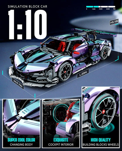 NIFELIZ LEGO Super Plated Sports Car Building Kits, Adult Collectible Model and Race Engineering Toy Set, 1:10 Scale Electric Driftable Remote Control Sports Car for Adults Men Teens