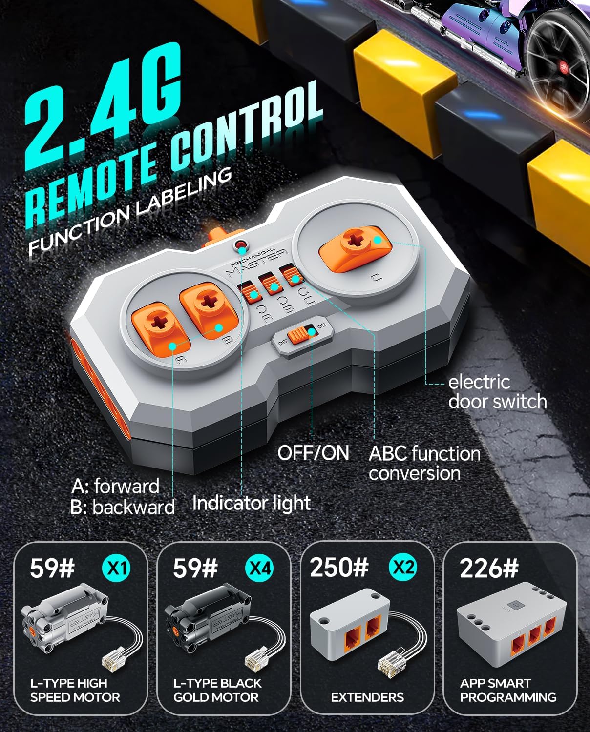 NIFELIZ LEGO Super Plated Sports Car Building Kits, Adult Collectible Model and Race Engineering Toy Set, 1:10 Scale Electric Driftable Remote Control Sports Car for Adults Men Teens