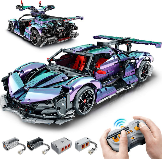 NIFELIZ LEGO Super Plated Sports Car Building Kits, Adult Collectible Model and Race Engineering Toy Set, 1:10 Scale Electric Driftable Remote Control Sports Car for Adults Men Teens