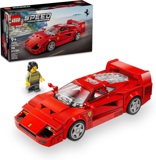 LEGO Speed Champions Ferrari F40 Supercar, Toy Car Model Building Set with Driver Minifigure