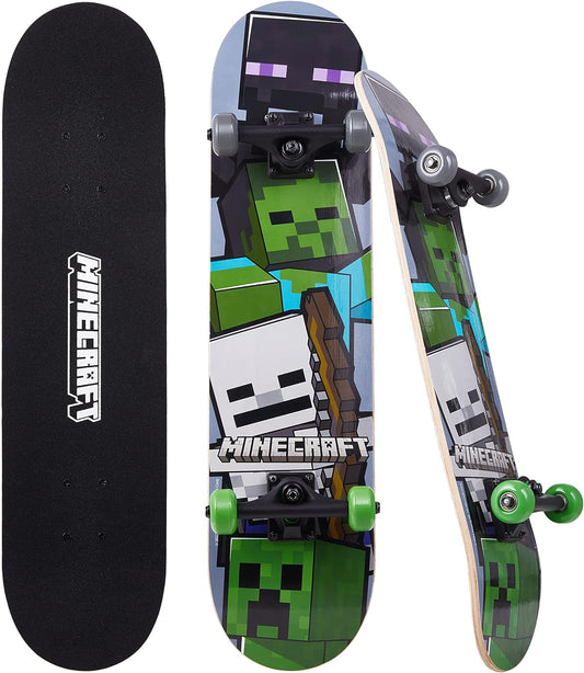 Skateboard Minecraft Mob 31 Inch Skateboard, 9-Ply Maple Deck Skate Board for Cruising, Carving, Tricks and Downhill