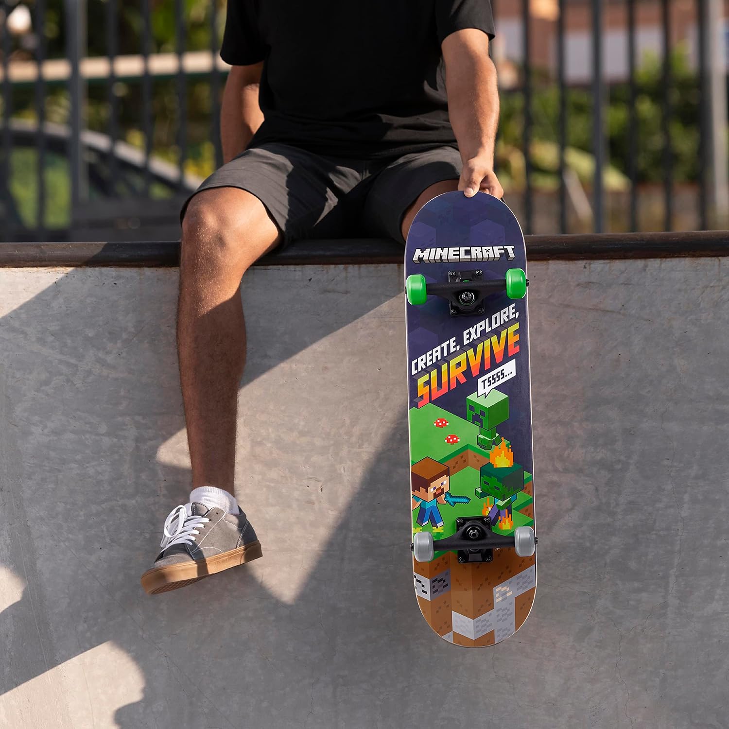 Skateboard Minecraft 31 Inch, 9-Ply Maple Deck Skate Board for Cruising, Carving, Tricks and Downhill