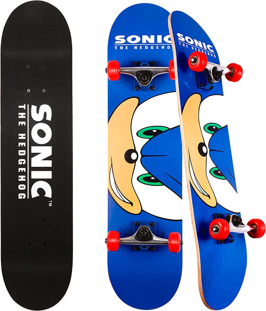 Sakar Sonic the Hedgehog Skateboard with Printed Graphic Grip Tape. Great for Kids and Teens Cruiser Skateboard with ABEC 5 Bearings, Durable Deck, Smooth Wheels