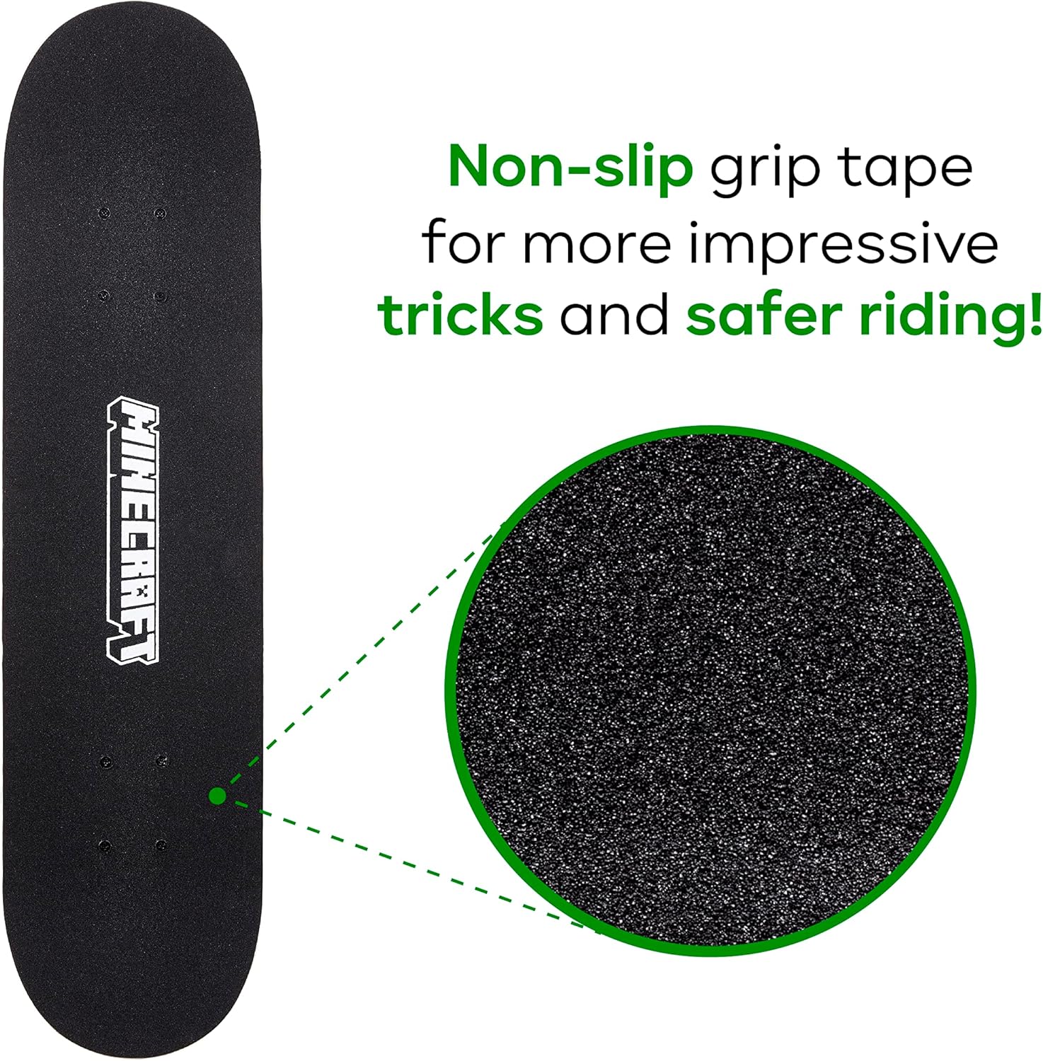 Skateboard Minecraft Mob 31 Inch Skateboard, 9-Ply Maple Deck Skate Board for Cruising, Carving, Tricks and Downhill
