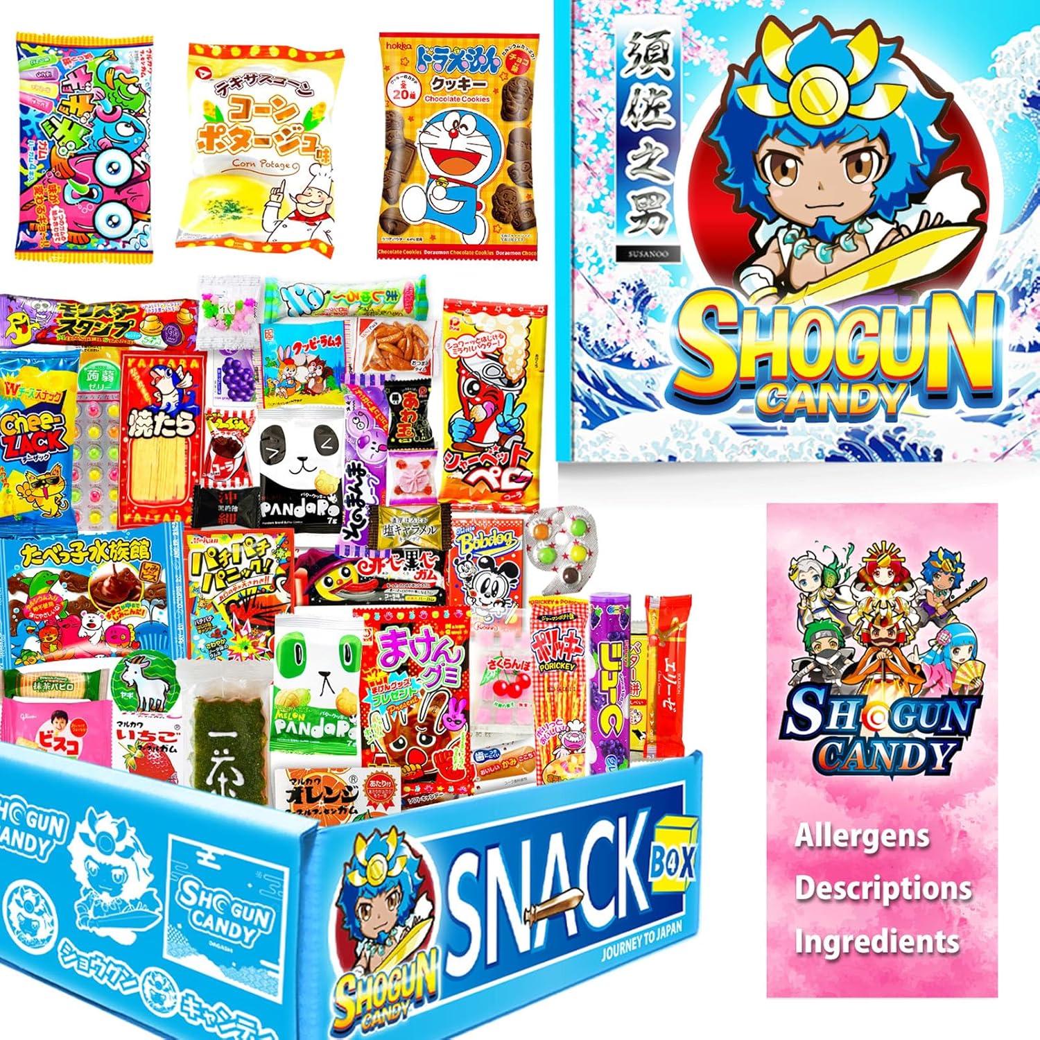 SHOGUN CANDY 40 Pcs Japanese Snacks and Japanese Candy, Popin Cookin Snack Boxes, Kawaii Anime Susanoo