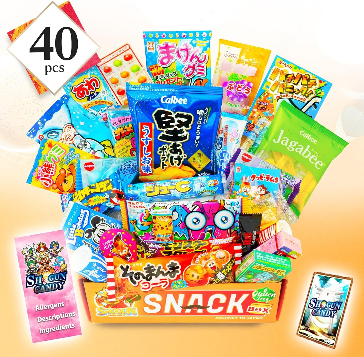 SHOGUN CANDY 40 Pcs Japanese Snacks and Japanese Candy, Popin Cookin Snack Boxes, Kawaii Anime Shogun Box